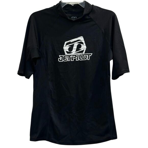 Jetpilot Women‘s Basic Black Halfsleeve Rashguard  Rash Guard M L EUC - Picture 1 of 5